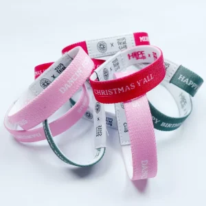 Polyester Fabric NFC RFID FM1108 Ntag 213 Ntag 215 Ntag216 Elastic Wristband Bracelet Custom Logo for Event Use
