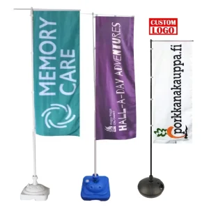 Polyester Fabric Roadside Flags Pennant Aluminum Frame Windproof Outdoor Advertising Beach Flag Promotion Flying Rectangle Shape
