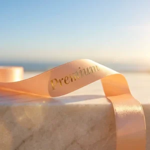 Polyester Printed Ribbon Satin Custom Gold Foil Design Wedding Decoration DIY Craft Supplies