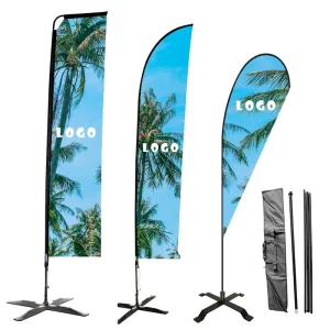 Polyester Roadside AD Flag Personalized Advertising Custom Outdoor Promotional Banner Beach Feather Flags Stand