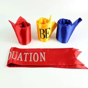 Polyester Satin Custom School Award Badge Printed Graduation Stoles Sash Ribbon Rosette Neck Rosette