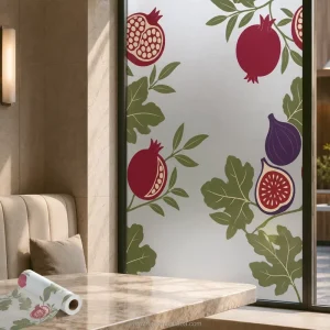 Pomegranate Fig Decorative Frosted Window Film Mediterranean Fruit UV Printed