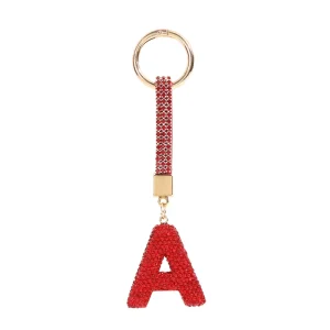 Popular Diamond-set Letter Keychain Full Crystal Strip Alphabet Car Key Pendant Rhinestone Letter Bag Hanging Key Chain Gift