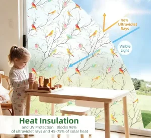 Popular Spring Flowers Bird Electrostatic Wall Sticker Glass Decoration Decals Decor Wallpaper Removable Home Door Window Films