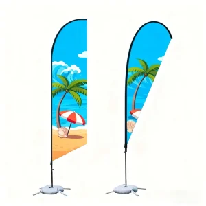 Portable Adjustable Polyester Roadside Personalized Advertising Custom Outdoor Promotional Beach Aluminium Flags