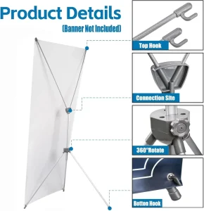 Portable Adjustable X Banner Stand for Banners Adaptable Display Rack for Advertising