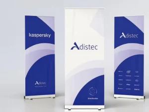 Portable Aluminum Roll-Up Banner Stand with Tool-Free Assembly