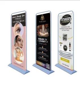 Portable Curved Door Shape Aluminum Alloy Lightweight Display Stand CMYK Digital Printing Floor Standing for Banner Poster