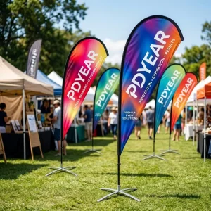 Portable Custom Advertising Flag Dye Sublimation Print Swooper Flag Trade Show Sign for Business Events and Markets