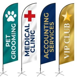 Portable Custom Waterproof Eco friendly Digital Printing Aluminium Pole Sports Swooper Banner Stand Polyester Feather Flags