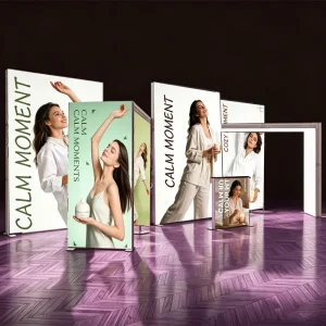 Portable Display Counter Table Lightbox Trade Show Pop up Aluminium Foldable Fabric LED Light Promotion Boxes