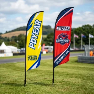 Portable Feather Flag with Custom Logo Waterproof UV Resistant Polyester Fabric Flying Banner for Advertising Trade Show