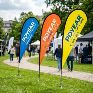 Portable Flag Banner with Custom Logo Text Advertising Feather Teardrop Banner for Promotional Outdoor Display