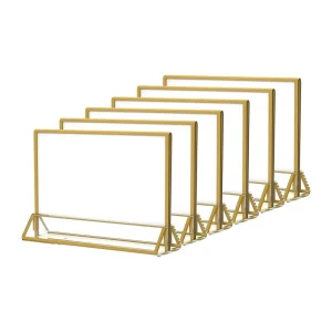 Portable Gold Acrylic Sign Holders A5 Sizes Double Sided Horizontal Table Menu Display Stand for Wedding Table Numbers A5 Sizes