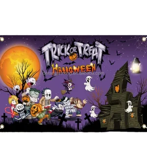 Portable Halloween Welcome Sign Banner Indoor Outdoor Front Door Gallery Decoration for Party Theme Halloween Hanging Banner