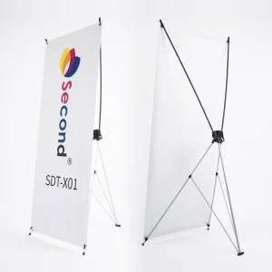 Portable Korean Aluminum X Banner Stand with Polyester Flags Anti slip Base Stable Design for Indoor Brand Publicity