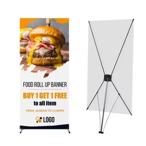 Portable Korean X Banner Stand Polyester Matte Fabric Custom Sizes Reusable Commercial Promotion Display