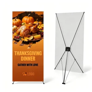 Portable Korean X Banner Stand with Aluminum Flagpole Polyester Material for Shopping Mall Holiday Events Advertising Signage