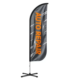 Portable Outdoor Advertising Pennant Blade Flag with Fiberglass Flagpole and Cloth Material for Food Service Promotion