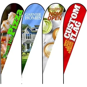 Portable Outdoor Advertising Teardrop Flag with Fiberglass Pole Complete Set for Beach and Office Use