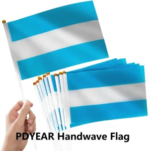 Portable Polyester Mini Flags with Custom logo Print Waterproof Folding Handwave Flags for Party Decorations and Games