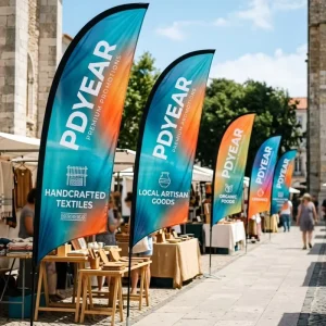 Portable Pop Up Feather Flag Instant Setup Polyester Custom Printed Banner Flag for Mobile Vendors