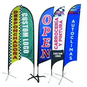 Portable Pop-Up Polyester Feather Flag Fiberglass Flagpole Unique Design Instant Setup Outdoor Advertising Banners for Mobile