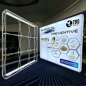 Portable Rectangle Trade Show Exhibition Booth Display Tension Fabric Backdrop ABS Acrylic Aluminum Pop LED Backlit Light Box
