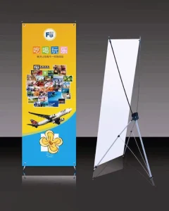 Portable Retractable Aluminium Flagpole Display Stand X Banner for Exhibition Booth Digital Printing Foldable