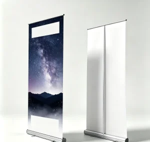 Portable Retractable Roll Up Banner Stand Steel Aluminum Frame 1.0mm Thickness Tool Free Assembly for Advertising Exhibitions