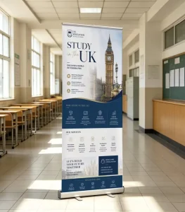 Portable Retractable Roll-Up Banner Stand with Aluminum & Steel Frame Tool-Free Assembly for Advertising Exhibitions