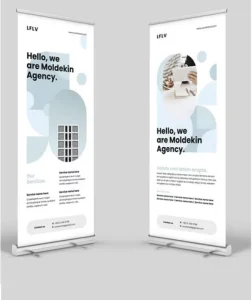 Portable Retractable Roll-Up Banner Stand with Steel & Aluminum Frame Multi-Size Options Tool-Free Assembly