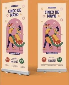Portable Retractable Roll Up Banner Stand with Steel Aluminum Frame Tool Free Assembly for Advertising Exhibition