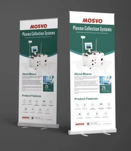 Portable Retractable Roll Up Banner Stand with Steel Aluminum Frame and Tool Free Assembly