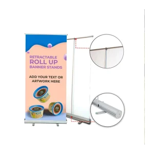 Portable Roll Banner Stand Retractable Aluminum Alloy Screen Display Custom Color for Outdoor Indoor
