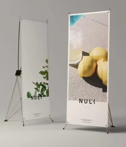 Portable Roll-Up Banner Stand with Aluminum & Steel Frame Tool-Free Assembly