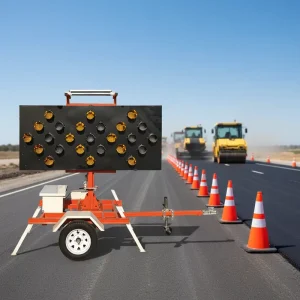 Portable Solar Standing LED Traffic Sign Board With Direction Arrow Boards IP58 Waterproof >800m Visibility Customizable Colors