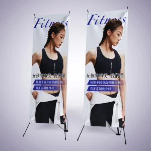 Portable X Banner Stand Aluminum Fiberglass Adjustable with Polyester Flag Banners Customizable Logo Included