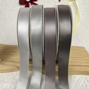 Premium Eco Friendly Polyester Silver Grey Satin Ribbon Faced Metallic Gift Ribbon for Luxury Branding Christmas