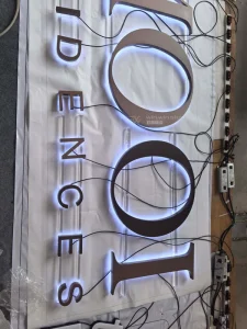 Premium Vacuum Bronze Backlit Letters Custom High End Signage for Luxury Hotels