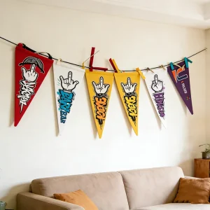 Printing Felt Pennant Flag Custom Felt Banner Flag Felt Christmas Flag for Festival Decoration
