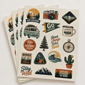 Printing Vinyl Individual Stickers Waterproof Label Kiss Cut Sticker Sheet Adhesive Custom Sticker Sheets Cartoon