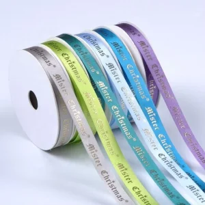 Professional 100% Polyester Satin Ribbon Custom Logo Printed Single Face Style