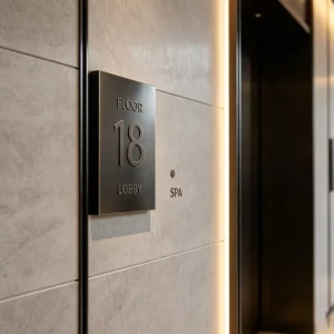 Professional 3D Metal Elevator Floor Signs Custom Stainless Steel Bronze Business Lobby Signage Durable