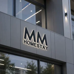Professional Corporate Office Background Wall Signage 3D Stainless Steel Backlit Logo Modern Neutral White Halo Lit Letters