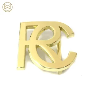 Professional Design Gold Letters Custom Shape Metal Brand Logo Belt Buckle