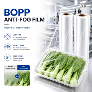 Professional Grade Recyclable BOPP Anti Fog Film High Gloss for Cold Storage Food Container Lining