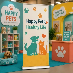 Professional Grade Weighted Base Roll up Stand Retractable Banner for Museum and Gallery Exhibits