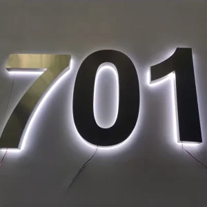 Professional Illuminated Stainless Steel LED Backlit 3D House Number Electronic Signs