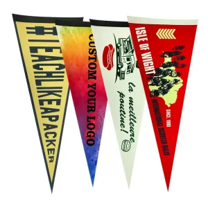 Professional Printed Felt Flags Pennant Banners for Promotions Sports Colloege School Pennant Flag